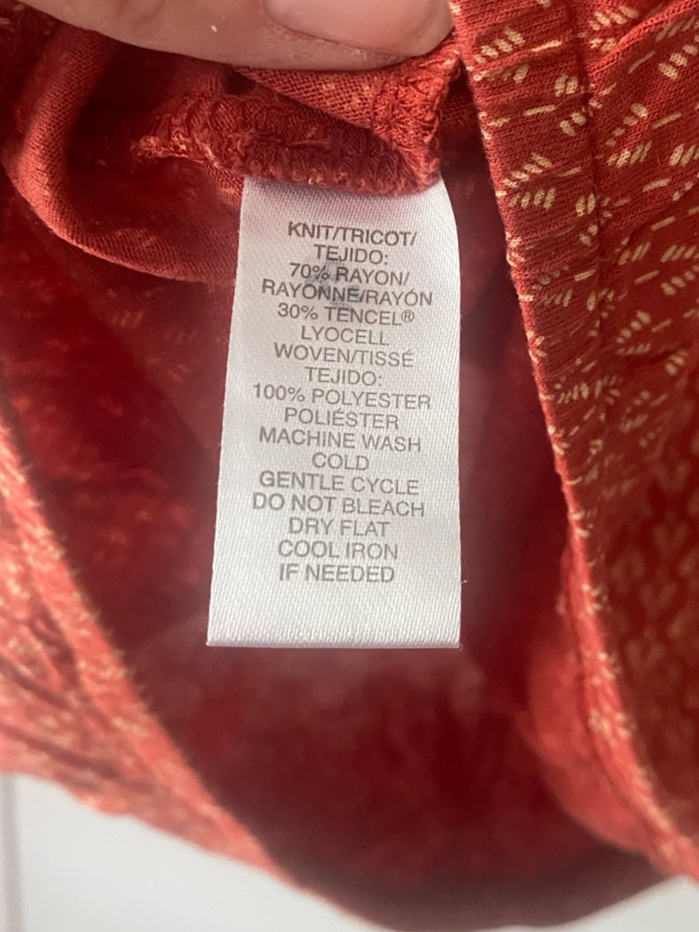 Loft red orange mixed media print blouse top shirt L - Picture 3 of 4
